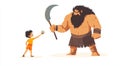 Illustration of David and Goliath. Generative AI. Royalty Free Stock Photo