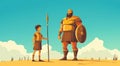 Illustration of David and Goliath. Generative AI. Royalty Free Stock Photo