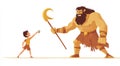 Illustration of David and Goliath. Generative AI. Royalty Free Stock Photo