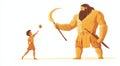 Illustration of David and Goliath. Generative AI. Royalty Free Stock Photo