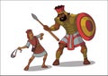 Illustration of David and Goliath Royalty Free Stock Photo