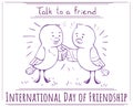 International Day of Friendship Birds talk doodle greeting card