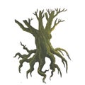 Ilustration of dead tree with trunk and roots Royalty Free Stock Photo