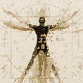 Vitruvian man expressive stylized.