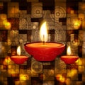 Illustration of decorated Diwali diya