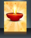 Illustration of decorated Diwali diya brochure template