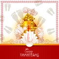 Illustration of decorated diya for Happy Dhanteras Diwali holiday background