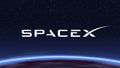 Illustration of Deep Space and Spacex Logo Over It Royalty Free Stock Photo