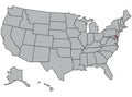 Illustration of Delaware State. Vector map of the USA in gray color. Contours of the United States of America. Territory of the US