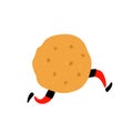 Illustration of a delicious cookie. Vector. Character with legs. Icon for site on white background. Sign, logo for the store. Deli