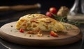 Illustration of delicious Tortilla Espanola. egg omelette and potato served as a tapa, tempting presentation. Generative AI