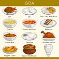 Illustration of delicious traditional food of Goa India