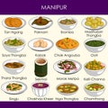 Illustration of delicious traditional food of Manipur India