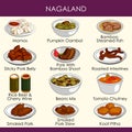 Illustration of delicious traditional food of Nagaland India