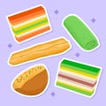 Illustration of delicious traditional Indonesia cakes snacks sticker set collection vector design