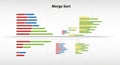 Illustration demonstrates the merge sort algorithm using horizontal bars Royalty Free Stock Photo