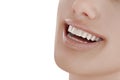 Illustration of dental care. Perfect teeth. Close-up of beautiful and healthy woman smile. Royalty Free Stock Photo