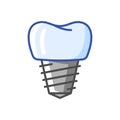 Illustration of dental implant. Dentistry and health care icon. Stomatology medical item. Royalty Free Stock Photo