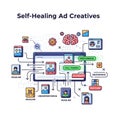 Illustration depicting an AI driven system for optimizing ad creatives Royalty Free Stock Photo