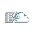 Illustration depicting the concept of cloud computing. On the left, a server rack is Royalty Free Stock Photo