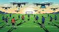 Drones Monitoring Football Game Royalty Free Stock Photo
