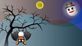 Illustration depicting ghosts and bats on Halloween night Royalty Free Stock Photo