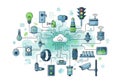An illustration depicting the Internet of Things (IoT) network. A Royalty Free Stock Photo