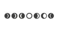 Depicting the phases of the moon in a linear sequence against Royalty Free Stock Photo