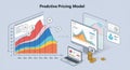 Illustration depicting a predictive pricing model with colorful graphs and charts on Royalty Free Stock Photo