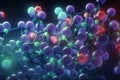 Colorful 3D illustration of ligand binding process at the microscopic level