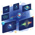 Illustration depicting quantum physics concepts including superpositio Royalty Free Stock Photo
