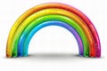 Depicting a rainbow, simple graphic, white background, no shadows, no gradients, no gray lines, no color, graphics. white backgro