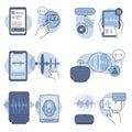 Illustration depicting smart speaker technology and voice command interfaces. Royalty Free Stock Photo