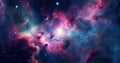 Illustration depicting space with beautiful stars in shades of blue and pink. Generative AI