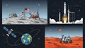Space Exploration Astronaut, Rocket Launch, Mars Rover, Satellite Royalty Free Stock Photo