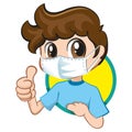 Illustration depicting a student child wearing a mask due to respiratory problems