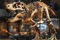 Depicting a t rex skeleton is on display in a museum, high quality, high resolution Royalty Free Stock Photo