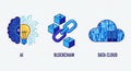 Middle Blockchain features interlocking blocks and a chain representing Royalty Free Stock Photo