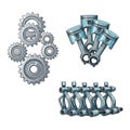 Engine Components Cartoon Illustration Royalty Free Stock Photo