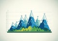 Illustration depicting various peaks as data points, each labeled with Royalty Free Stock Photo