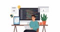 Web Developer Coding and Designing with CMS and Cloud Integration Royalty Free Stock Photo