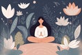 illustration practicing meditation or mindfulness for mental and emotional well-being Generative AI