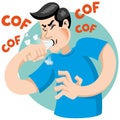 Illustration depicts a character Bob Caucasian man with cough symptoms