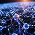 Illustration depicts a complex neural network with interconnected Royalty Free Stock Photo