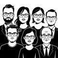 Group Portrait Diverse Office Team Professional Characters Vector Illustration Royalty Free Stock Photo