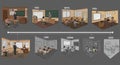 Illustration depicts the evolution of classroom settings from 1909 to 2025 along a Royalty Free Stock Photo