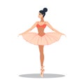 Illustration depicts female ballet dancer performing dance pose. Ballerina wearing pink tutu Royalty Free Stock Photo