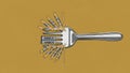 An illustration of a fork with drill bits and Armco labels on a yellow background Royalty Free Stock Photo