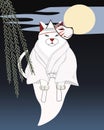 Japanese Cat Ghost with Kabuki Mask