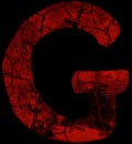 letter g font in grunge horror style with cracked texture